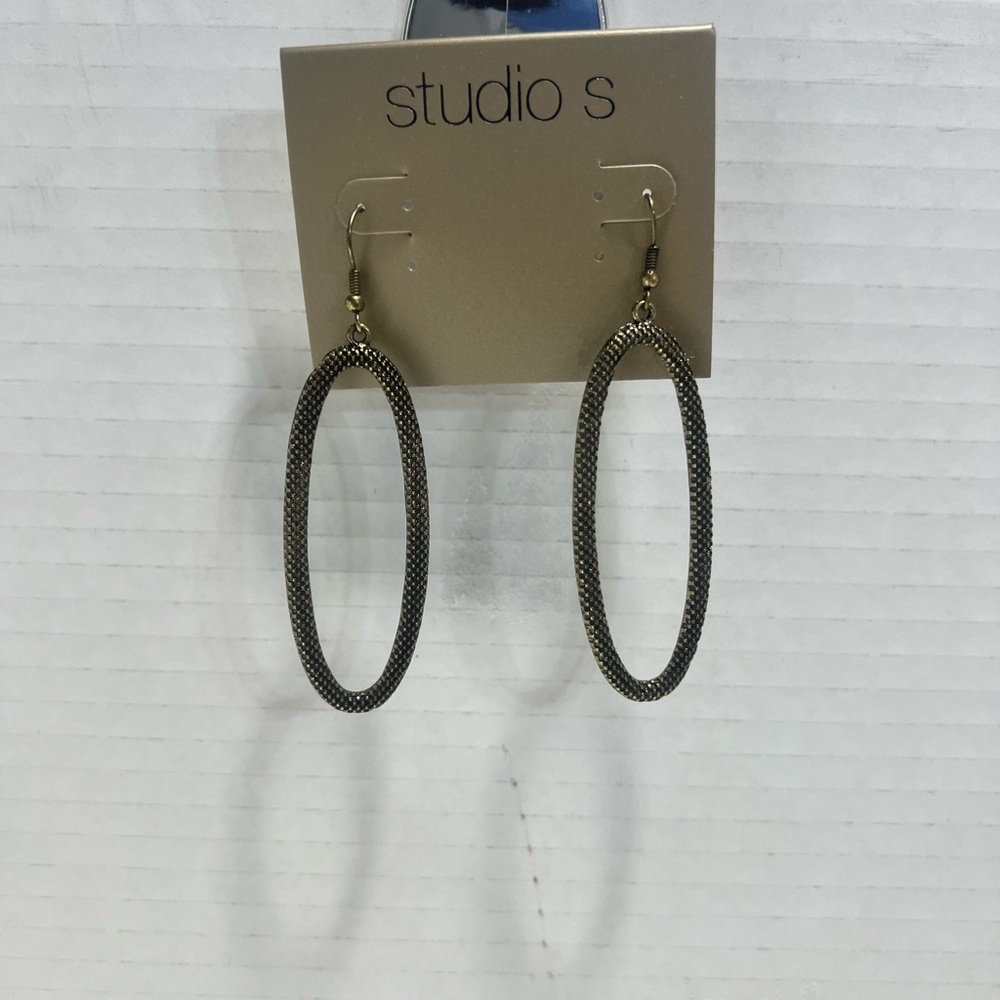 Vintage Studio Pewter Textured Oval Earrings